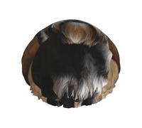 Cuffia da doccia per cani con schnauzer a forma di animale, riutilizzabile, a doppio strato, impermeabile, con fascia elastica, cappello da bagno per spa, salone, doccia, per donne e uomini