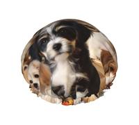 Cuffia da doccia per cani per donne e uomini, regolabile, riutilizzabile, a doppio strato, impermeabile, fodera in EVA, fascia elastica per capelli per tutte le lunghezze