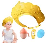 Cuffia da doccia per cuffia da bagno - Cappello per lavaggio dei capelli con indicatore della temperatura 'acqua e tazza per shampoo, berretto per visiera di sicurezza con spazzola per shampoo per