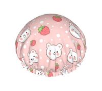 Cuffia da Doccia per Donna Cute Bear Strawberry Cuffia Doccia per Capelli | per Hotel Flessibile Cuffie da Doccias Riutilizzabile Cuffia da Doccia per Nuoto Casa