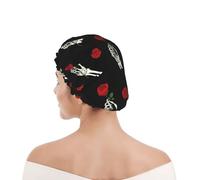 Cuffia da Doccia per Donna Goth Skull Love Skeleton Hand Holding Red Roses