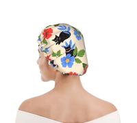 Cuffia da Doccia per Donna Halloween Cats Black Flowers Flower Cuffia