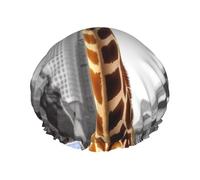 Cuffia da doccia per donne e uomini, regolabile, riutilizzabile, a doppio strato, impermeabile, fodera in EVA, fascia elastica per capelli per tutte le lunghezze di capelli