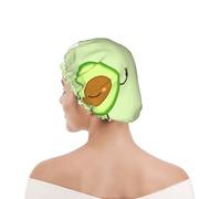 Cuffia da doccia per donne e uomini UK riutilizzabile impermeabile con elastico stampata Avocado carino e pane tostato e uovo fritto
