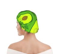Cuffia da doccia per donne e uomini UK riutilizzabile impermeabile con elastico stampata Avocado su cibi e bevande verdi
