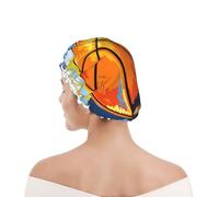 Cuffia da doccia per donne e uomini UK riutilizzabile impermeabile con elastico stampata Basket colorato schizzo divertimento stampato