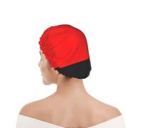 Cuffia da doccia per donne e uomini UK riutilizzabile impermeabile con elastico stampata Blocco geometrico rosso grigio nero e bianco