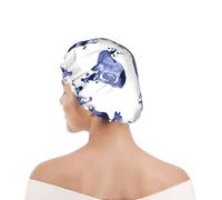 Cuffia da doccia per donne e uomini UK riutilizzabile impermeabile con elastico stampata Blues Sassofono Pianoforte Violoncello Basso