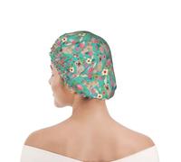 Cuffia da doccia per donne e uomini UK riutilizzabile impermeabile con elastico stampata Cairn Terrier Fiori d'epoca