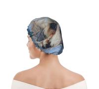 Cuffia da doccia per donne e uomini UK riutilizzabile impermeabile con elastico stampata Cane Shih Tzu
