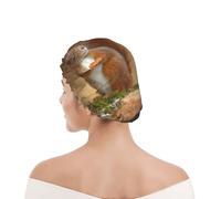 Cuffia da doccia per donne e uomini UK riutilizzabile impermeabile con elastico stampata Carino animale scoiattolo rosso Sciurus