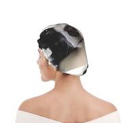 Cuffia da doccia per donne e uomini UK riutilizzabile impermeabile con elastico stampata Collie di confine