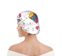Cuffia da doccia per donne e uomini UK riutilizzabile impermeabile con elastico stampata Dischi musicali Blues La musica è il mio tema di vita