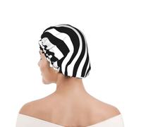 Cuffia da doccia per donne e uomini UK riutilizzabile impermeabile con elastico stampata Disegno a strisce zebrate