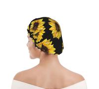 Cuffia da doccia per donne e uomini UK riutilizzabile impermeabile con elastico stampata Disegno del girasole