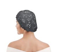 Cuffia da doccia per donne e uomini UK riutilizzabile impermeabile con elastico stampata Disegno scientifico scritto a mano stampato