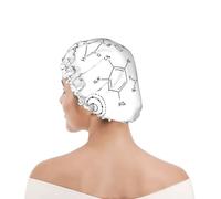 Cuffia da doccia per donne e uomini UK riutilizzabile impermeabile con elastico stampata Formula chimica disegnata a mano