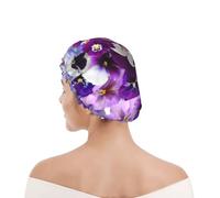 Cuffia da doccia per donne e uomini UK riutilizzabile impermeabile con elastico stampata Grafica Pansy Pasqua Fiori primaverili