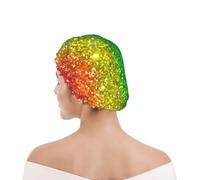 Cuffia da doccia per donne e uomini UK riutilizzabile impermeabile con elastico stampata L'arcobaleno sembra con le paillettes