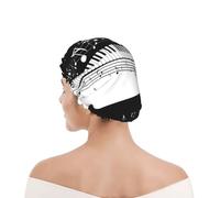 Cuffia da doccia per donne e uomini UK riutilizzabile impermeabile con elastico stampata Note musicali onda