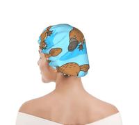 Cuffia da doccia per donne e uomini UK riutilizzabile impermeabile con elastico stampata Ornitorinco australiano divertente