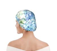 Cuffia da doccia per donne e uomini UK riutilizzabile impermeabile con elastico stampata Ortensia acquerello stampato
