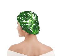 Cuffia da doccia per donne e uomini UK riutilizzabile impermeabile con elastico stampata Palma di banane Monstera Deliciosa