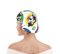 Cuffia da doccia per donne e uomini UK riutilizzabile impermeabile con elastico stampata Pastore australiano colorato e giocoso