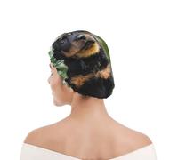 Cuffia da doccia per donne e uomini UK riutilizzabile impermeabile con elastico stampata Pastore Francese Beauceron Nero Cucciolo Carino
