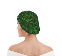 Cuffia da doccia per donne e uomini UK riutilizzabile impermeabile con elastico stampata Programmatore Codice Computer Decimale Verde