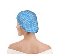 Cuffia da doccia per donne e uomini UK riutilizzabile impermeabile con elastico stampata Programmatore Codice binario blu del computer