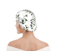 Cuffia da doccia per donne e uomini UK riutilizzabile impermeabile con elastico stampata Ramo d'ulivo stile acquerello natura