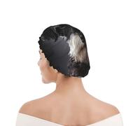 Cuffia da doccia per donne e uomini UK riutilizzabile impermeabile con elastico stampata Ritratto di Schnauzer grigio scuro