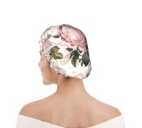 Cuffia da doccia per donne e uomini UK riutilizzabile impermeabile con elastico stampata Rose rosa seppia shabby chic vintage