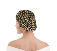 Cuffia da doccia per donne e uomini UK riutilizzabile impermeabile con elastico stampata Safari Africano Nero Oro Pitone Pelle Animale Seppia