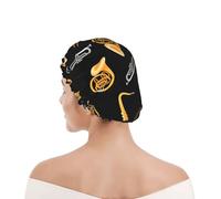 Cuffia da doccia per donne e uomini UK riutilizzabile impermeabile con elastico stampata Sassofono Trombone Musica Nero