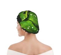 Cuffia da doccia per donne e uomini UK riutilizzabile impermeabile con elastico stampata Serpente verde rettile