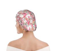 Cuffia da doccia per donne e uomini UK riutilizzabile impermeabile con elastico stampata Shih Tzu Vintage Florals Rosa