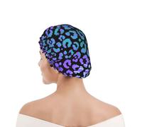 Cuffia da doccia per donne e uomini UK riutilizzabile impermeabile con elastico stampata Stampa animale esotica leopardata colorata