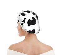 Cuffia da doccia per donne e uomini UK riutilizzabile impermeabile con elastico stampata Stampa cane dalmata macchia nera 1