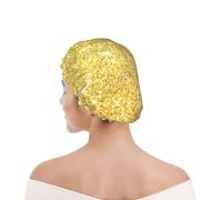 Cuffia da doccia per donne e uomini UK riutilizzabile impermeabile con elastico stampata Trama glitter oro