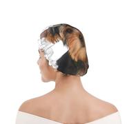 Cuffia da doccia per donne e uomini UK riutilizzabile impermeabile con elastico stampata Yorkshire Terrier si trova sul bianco