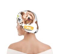 Cuffia da doccia per donne e uomini UK riutilizzabile impermeabile con elastico stampata Yorkshire Terrier cane sorridente