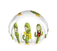 Cuffia da doccia per piante tropicali Cactus succulente verde Stile estivo con diverse emozioni Cuffie da doccia grandi Cuffie da doccia riutilizzabili a doppio strato Cuffia da bagno per capelli El