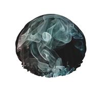 Cuffia da doccia psichedelica color fumo per donne e uomini, grande, riutilizzabile, a doppio strato, impermeabile, con fascia elastica, per tutte le acconciature, adatta ai viaggi