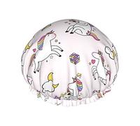 Cuffia da doccia Rainbow Cartoon Unicorns Cuffia da bagno Cuffia per capelli impermeabile Cuffia da doccia leggera a doppio strato per donna Uomo Bambini Adolescenti