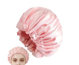 Cuffia da doccia riutilizzabile a 2 strati impermeabile elastico lavabile per lunghe, vasca da bagno, spa, casa, soggiorno, amici, colleghi