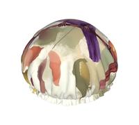 Cuffia da doccia riutilizzabile a doppio strato, impermeabile, con fascia elastica, per bagno, spa, salone, doccia, per donne e uomini