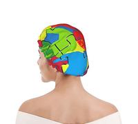 Cuffia da doccia riutilizzabile Autismo Love Heart Puzzle Cuffie da doccia per donna Cappello da bagno impermeabile Cuffia da bagno per capelli elastici Doppio impermeabileCappello da doccia per tut