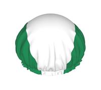 Cuffia da doccia riutilizzabile con bandiera della Nigeria da donna, doppio strato impermeabile, per il trattamento dei capelli